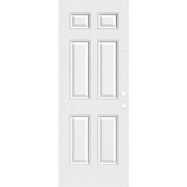 Masonite 30 in. x 80 in. Universal/Reversible Premium 6-Panel Primed Steel Front Door Slab