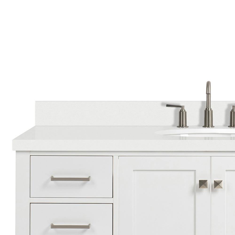 Cambridge 55" White Hardwood Single Basin Vanity with Quartz Top
