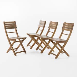 Positano Natural Foldable Wood Outdoor Patio Dining Chair (4-Pack)