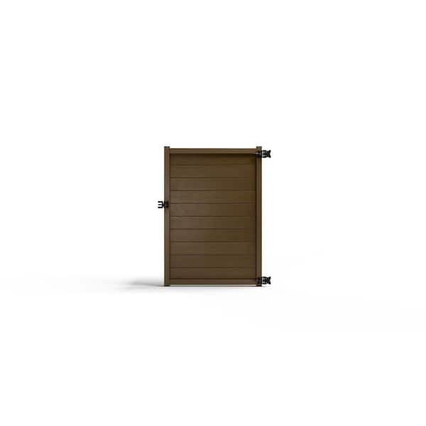 Composite Modern Horizontal Privacy (6 ft. H x 4 ft. W) Rosewood Full Size Fence Gate