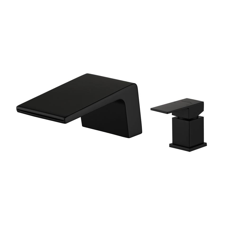 Waterfall Single-Handle Tub Mount Roman Tub Faucet with Water Supply Lines 