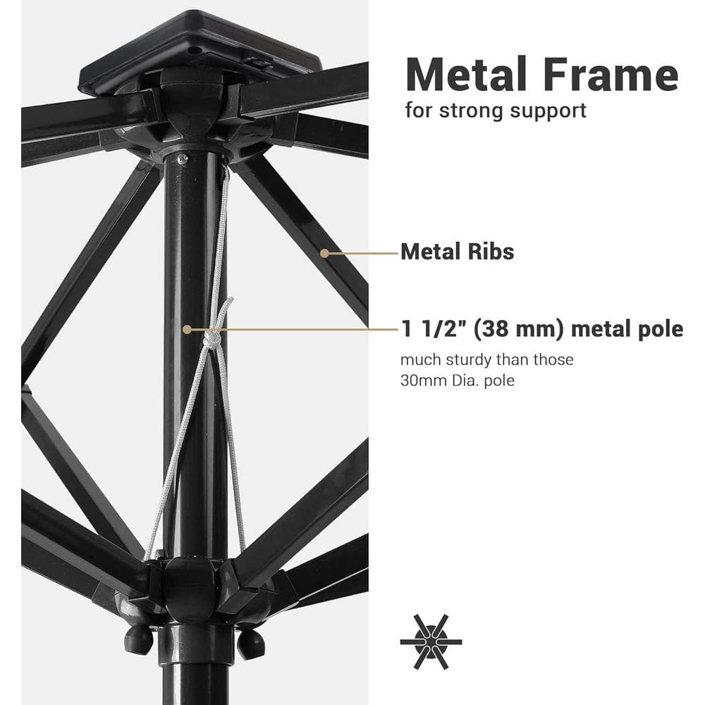 10x6.5 ft Beige Cantilever Patio Umbrella with Solar LED Lights
