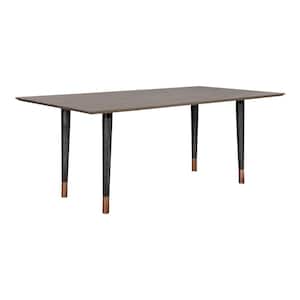 Turin Black Rustic Oak Wood Dining Table with Copper Tip Legs