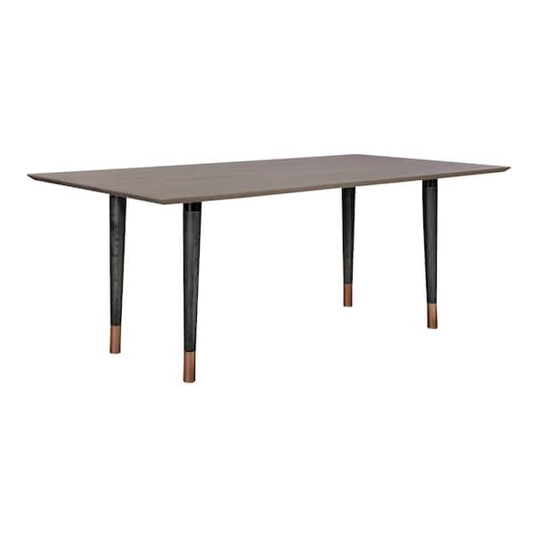 Armen Living Turin Black Rustic Oak Wood Dining Table with Copper Tip Legs
