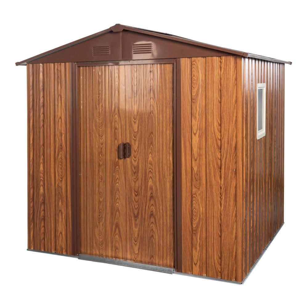 6 ft. W x 6 ft. D Coffee Color Outdoor Metal Tool Storage Shed with Metal Floor Base Coverage Area 36 sq. ft. price history on PriceWatchPro