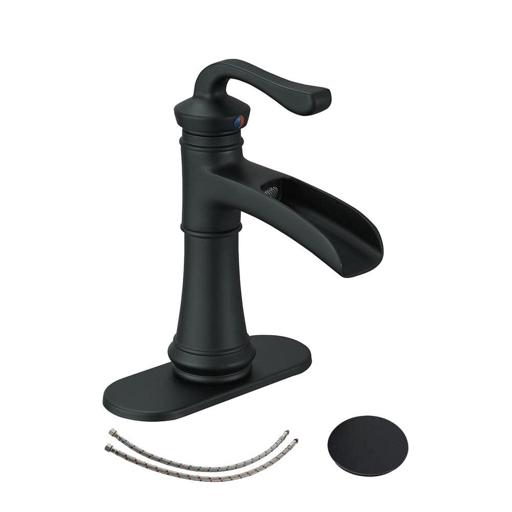 Waterfall Single Handle Single Hole Bathroom Faucet, Lavatory Sink Faucet f