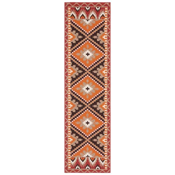 Veranda Rust/Red 2 ft. x 8 ft. Southwestern Tribal Indoor/Outdoor Runner Rug
