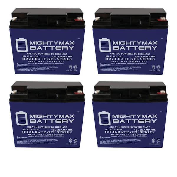 MIGHTY MAX BATTERY 12V 22AH GEL Battery for EW72 Mobility Scooter Wheelchair - 4 Pack
