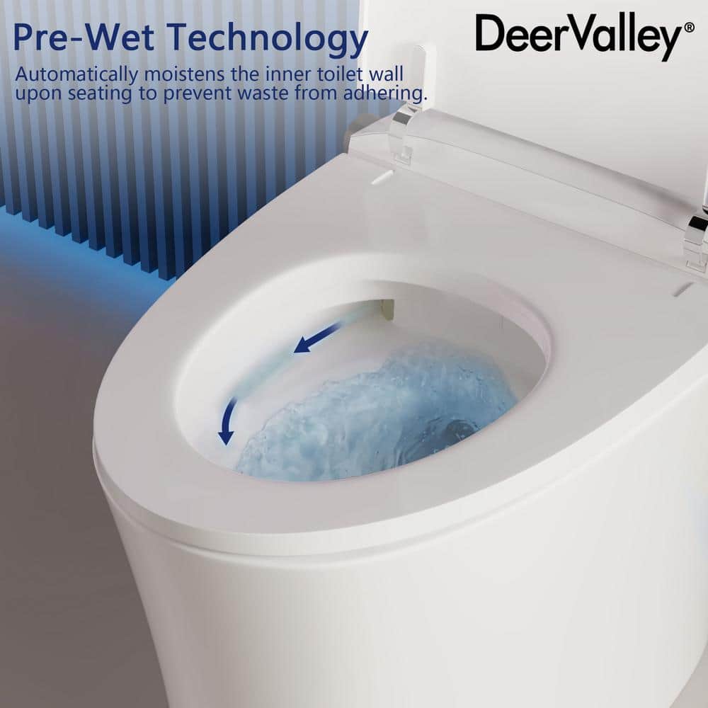 Elongated White High Efficiency Smart Bidet Toilet with Heated Seat