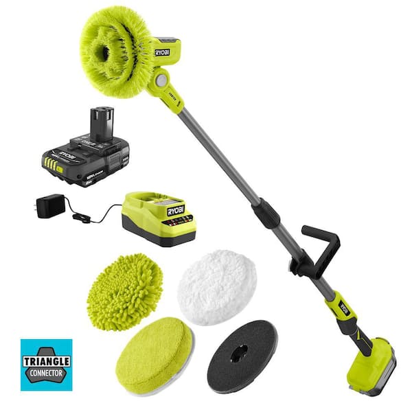 RYOBI ONE+ 18V Cordless Telescoping Power Scrubber Kit with 2.0 Ah RYOBI ONE+ 18V Cordless Telescoping Power Scrubber Kit with 2.0 Ah