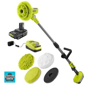 ONE+ 18V Cordless Telescoping Power Scrubber Kit with 2.0 Ah Battery, Charger, and 6 in. 4-Piece Microfiber Cleaning Kit