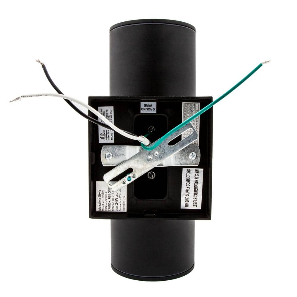Elegant Black Aluminum LED Outdoor Wall Sconce, 24W Warm White Light