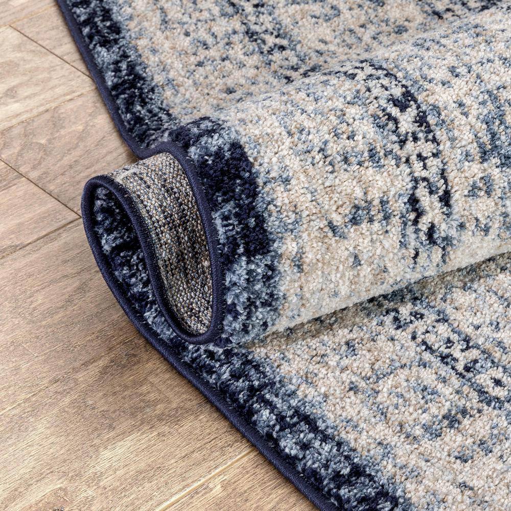 Blue 8' x 10' Reversible Oriental Synthetic Rug
