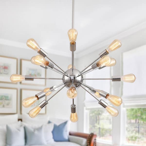 18 - -Light Chrome Metal Sputnik Chandelier