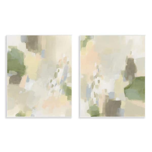 Stupell Industries Beige Abstract with Speckles by June Erica Vess 2 Pieces Unframed Abstract Graphic Art Print 14 in. x 11 in.