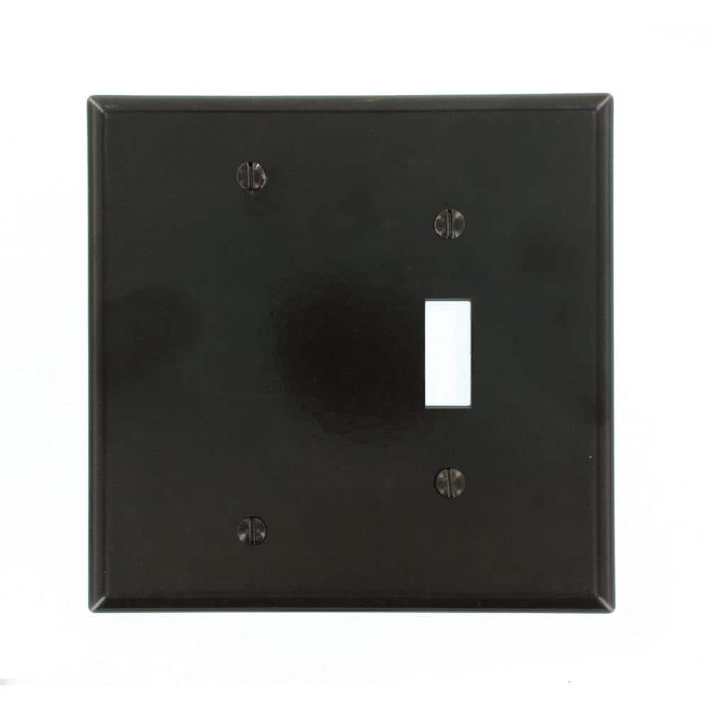 Brown 2-Gang Midway Thermoset Wallplate with Toggle and Blank