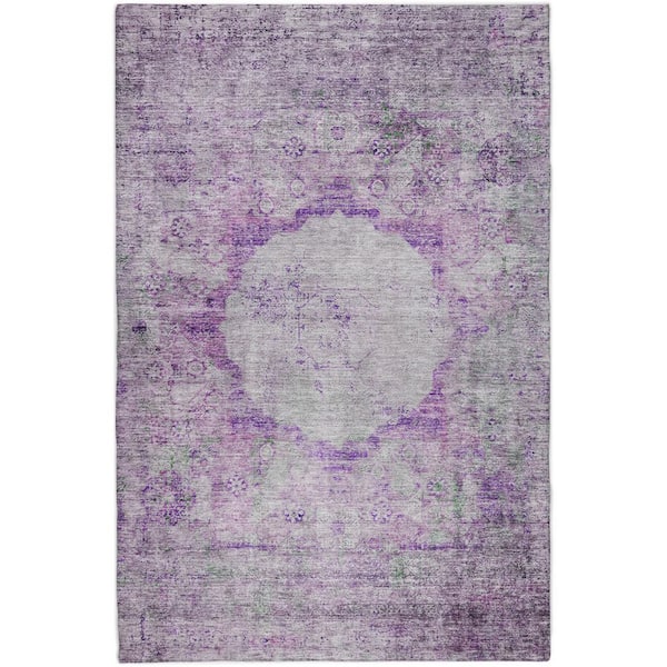 Dream Shag Premium Machine Washable Abstract ADS675 Purple 5 ft. x 7 ft. 6 in. Area Rug