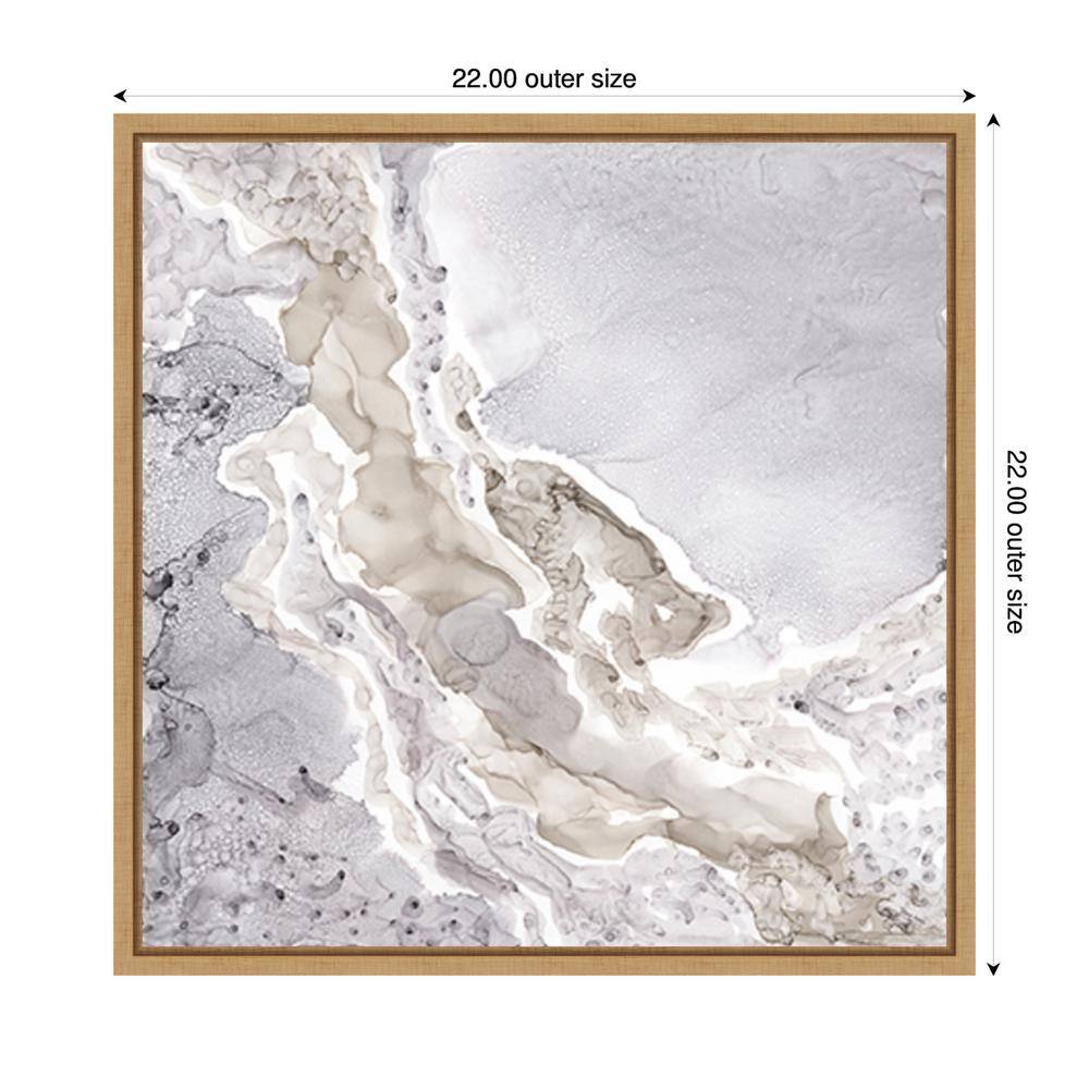 Beige and Gray Abstract Canvas Art with Maple Frame