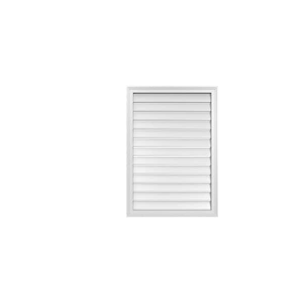 Ekena Millwork 28" x 40" Vertical Surface Mount PVC Gable Vent: Functional with Brickmould Frame