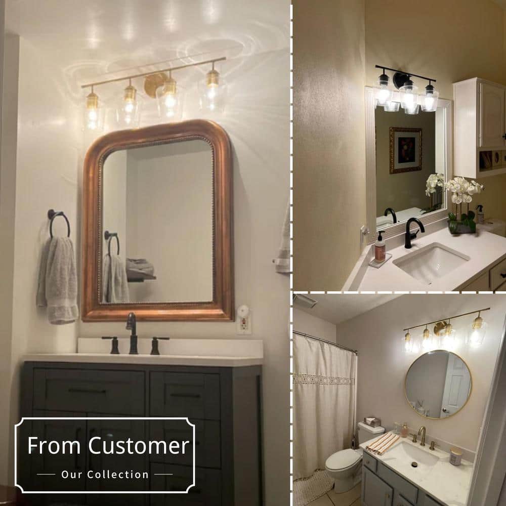 Atish Matte Black 3-Light Bathroom Vanity Fixture with Clear Glass Shades