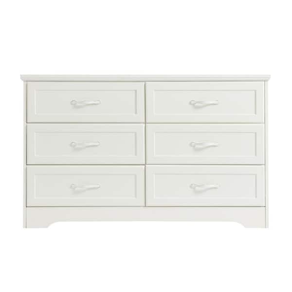 Unbranded White 6-Drawers 47.60 in. Wide Bedroom Chest of Drawers Dresser Metal Pulls