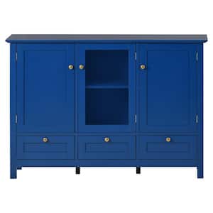 44.9 in. W x 14.8 in. W x 31.1 in. H in Blue MDF Ready to Assemble Kitchen Cabinet with Solid Wood Legs