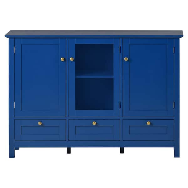 Tileon 44.9 in. W x 14.8 in. W x 31.1 in. H in Blue MDF Ready to Assemble Kitchen Cabinet with Solid Wood Legs