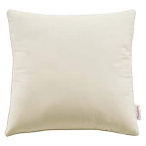 Enhance Ivory Solid French Piping Trim 18 in. x 18 in. Performance Velvet Throw Pillow