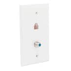 White 2-Gang 1-Phone/1-Coaxial Wall Plate (1-Pack)