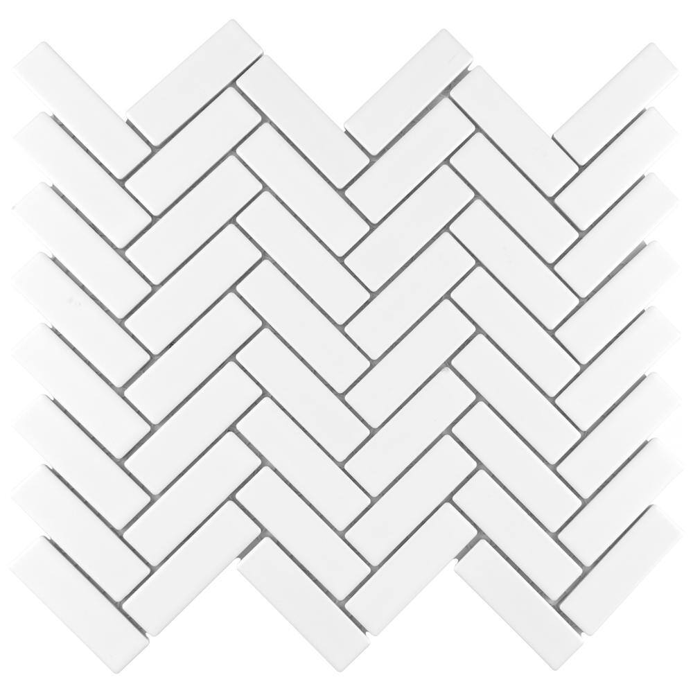 Metro Brick Herringbone Matte White 6 in. x 6 in. Porcelain Mosaic Take Home Tile Sample price history on PriceWatchPro
