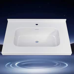Zeafive 36 in. W x 22 in. D Solid Surface White Rectangular Single