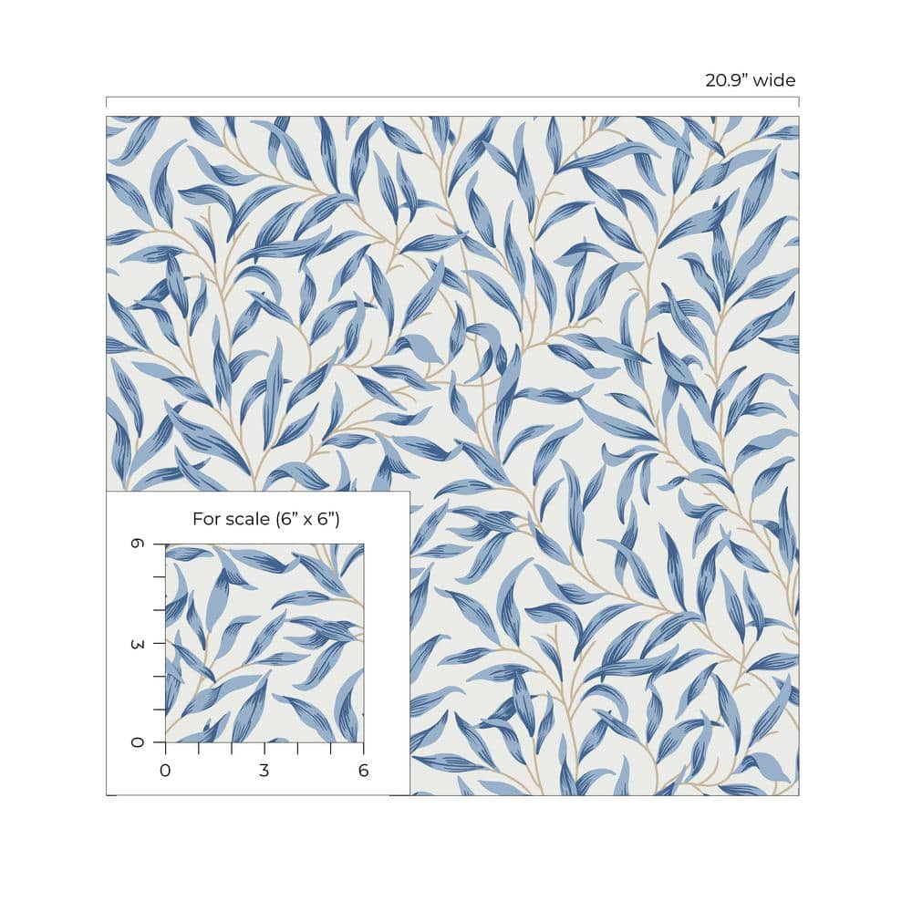 Blue Lake Botanical Peel and Stick Vinyl Wallpaper