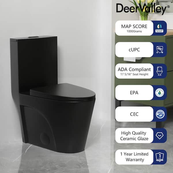 DEERVALLEY Ace 1-Piece 1.1/1.6 GPF Dual Flush Elongated Toilet in