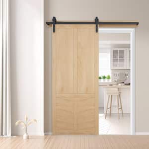 30 in. x 84 in. The Robinhood Unfinished Wood Sliding Barn Door with Hardware Kit in Stainless Steel