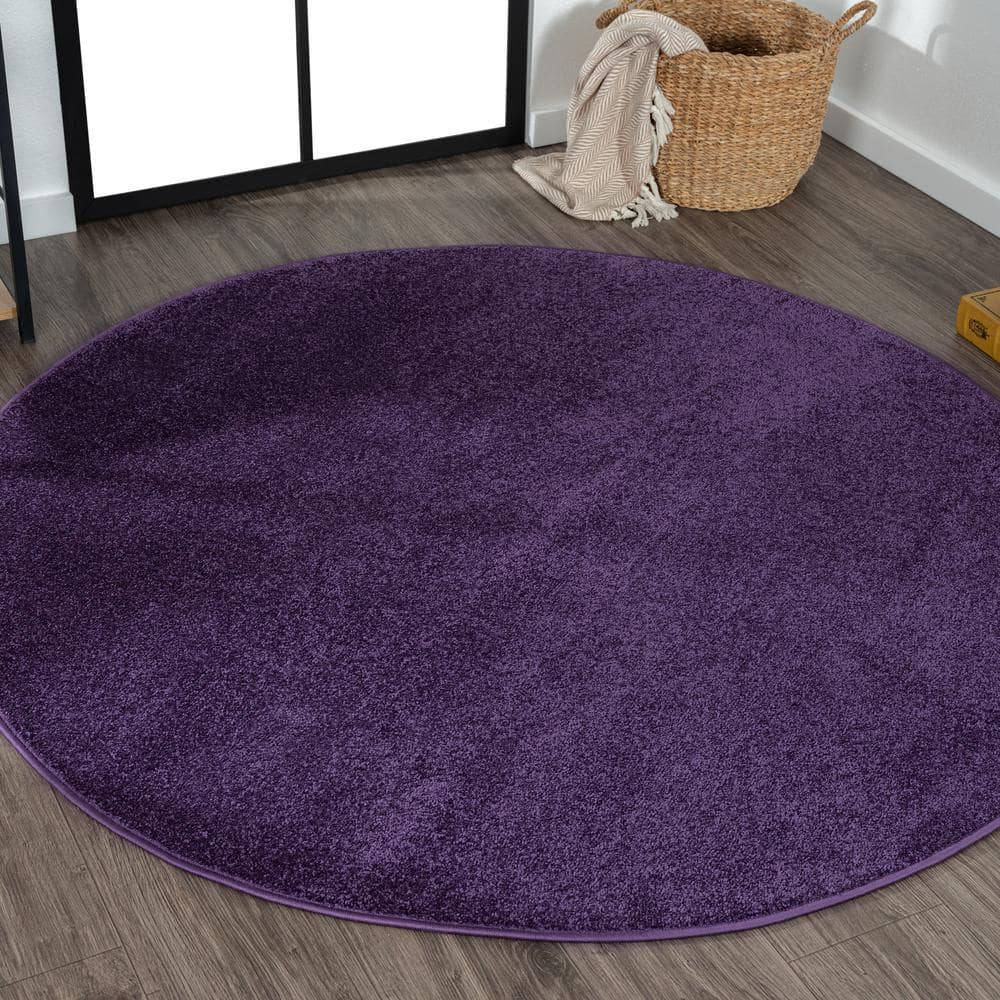 JONATHAN Y Haze Solid Low-Pile Purple 4 ft. Round Area Rug SEU100N-4R ...