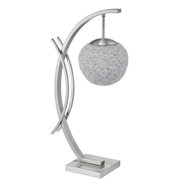 EVERGLADE HOME Dogue 26 in. Satin Nickel Table Lamp with Wire Wrap Balls