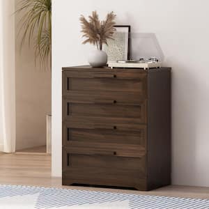 Walnut Rustic Wood Frame Chest with 4 Large Drawers (27.60 in. W x 16.00 in. D x 34.00 in. H)