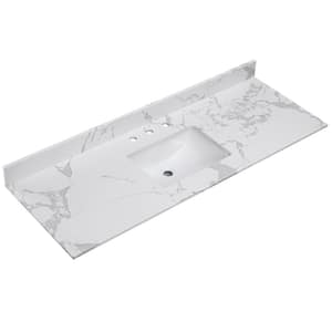 Mabelly 61 in. W x 22 in. D Engineered Stone Composite White Rectangular Single Sink Bath Vanity Top in Belly White