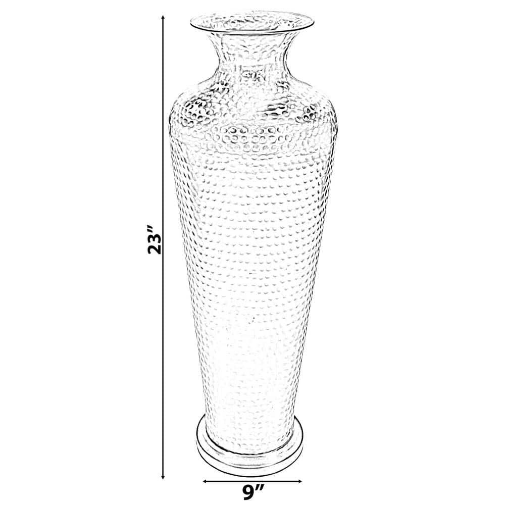 Elegant Gold Hammered Metal Floor Vase, 26-Inch Tall