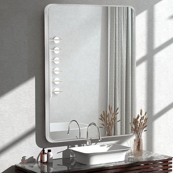 30 in. W x 40 in. H Silver Vanity Rectangle Wall Mirror Aluminum Alloy Frame Bathroom Mirror