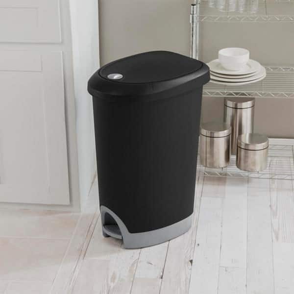 Sterilite 13 Gallon Swing Top Lid Wastebasket Trash Can for Kitchen, Black  (16 Pack)