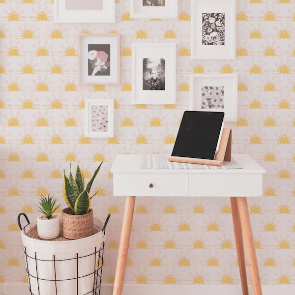 Yellow Suns Vinyl Peel and Stick Wallpaper Roll (Covers 28 sq. ft.)