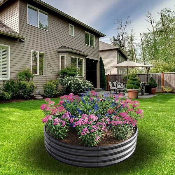 Tunearary 47.24 in. x 11.4 in. Round Metal Raised Planter