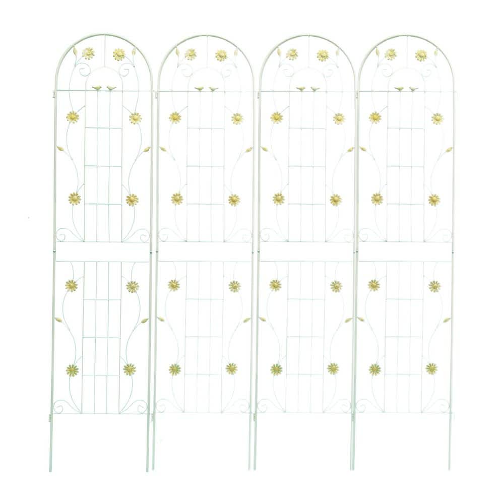 4-Pack 86.7 in. x 19.7 in. Outdoor Cream White Metal Garden Trellis Rustpro