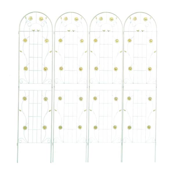 Unbranded 4-Pack 86.7 in. x 19.7 in. Outdoor Cream White Metal Garden Trellis Rustproof Trellis for Climbing Plants Support