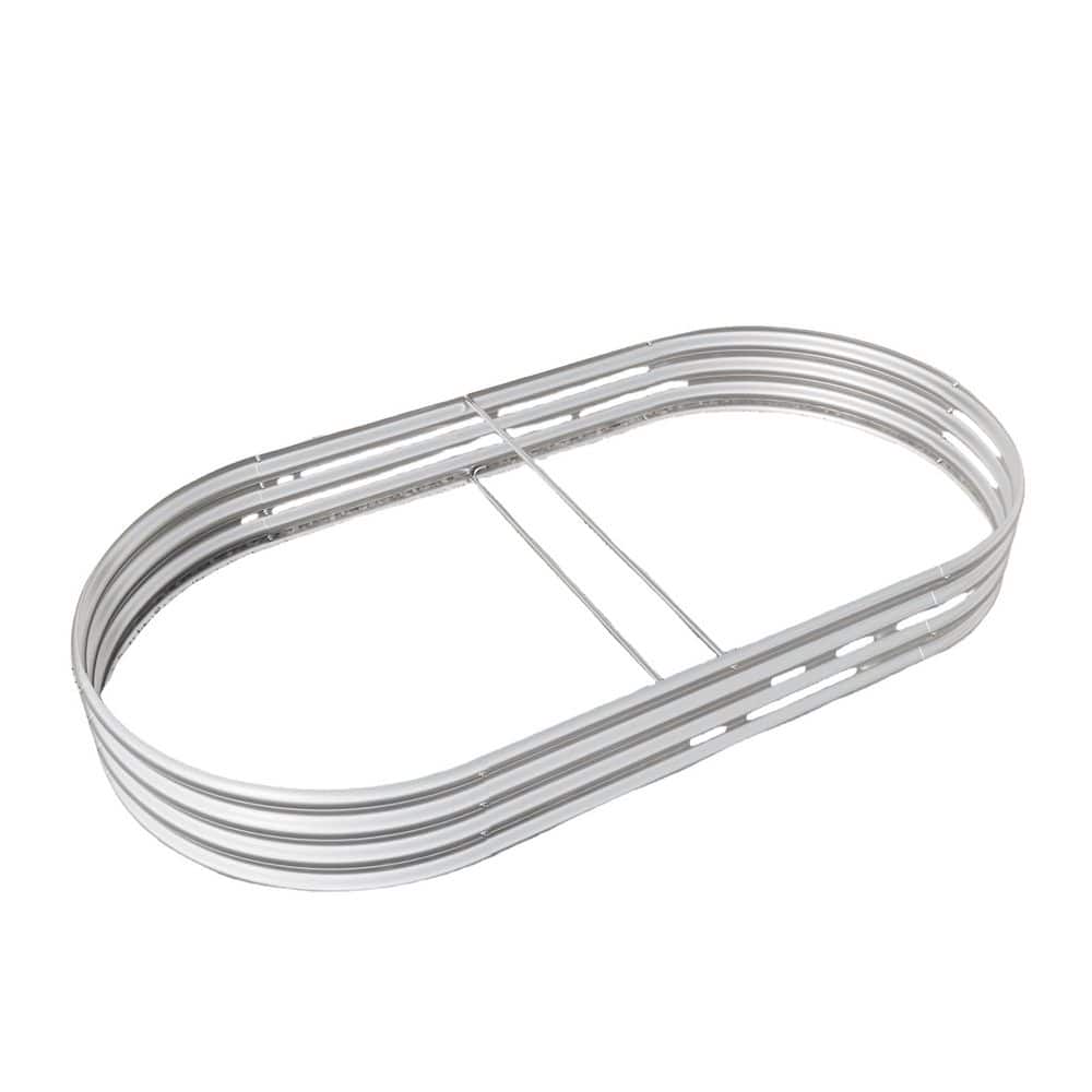 88.99 in. x 44. 68 in. x 11. 42 in. Oval Metal Raised Garden Bed in Silver