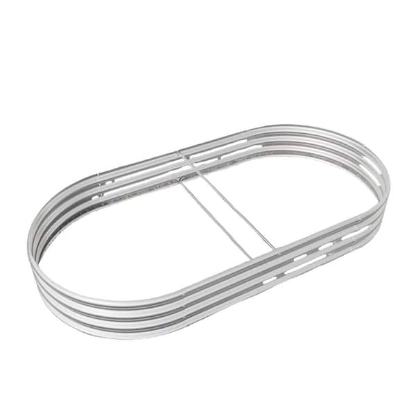 Unbranded 88.99 in. x 44. 68 in. x 11. 42 in. Oval Metal Raised Garden Bed in Silver