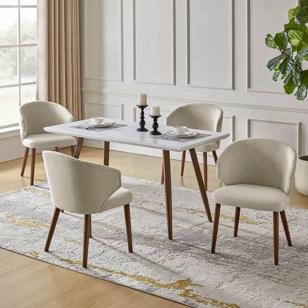 JAYDEN CREATION Nuria Linen Upholstered Dining Chair With Wing Back And 