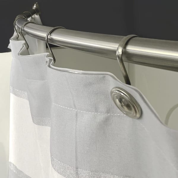 Curved Adjustable 55 in. - 72 in. Shower Rod in Satin Nickel