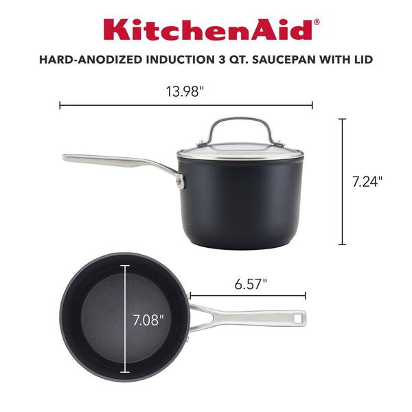 KitchenAid 3-Quart Hard Anodized Ceramic Nonstick Sauce Pan, Black